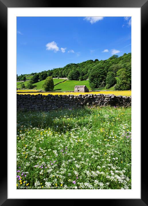 Wildflowers by the Swale at Gunnerside Framed Mounted Print by Mark Sunderland