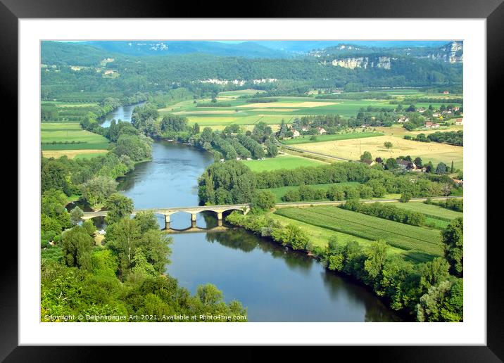 Aerial view of the Dordogne river in summer France Framed Mounted Print by Delphimages Art