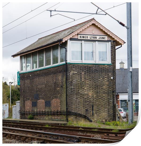Signal box at Kings Lynn junction Print by Clive Wells