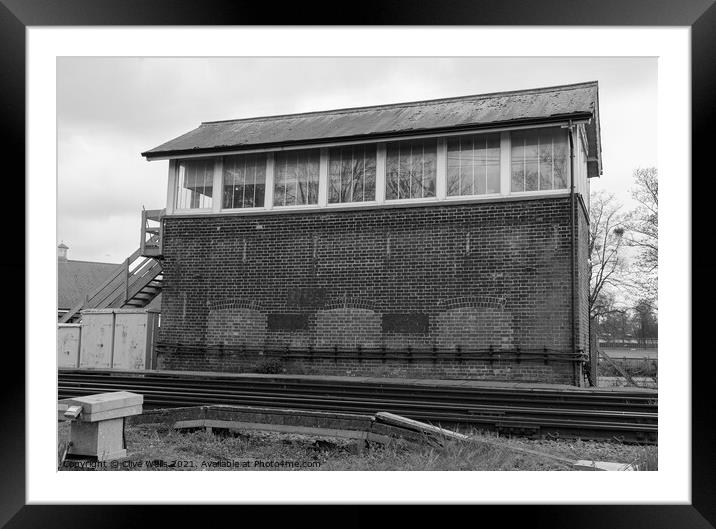 Monochrome old signal box Framed Mounted Print by Clive Wells