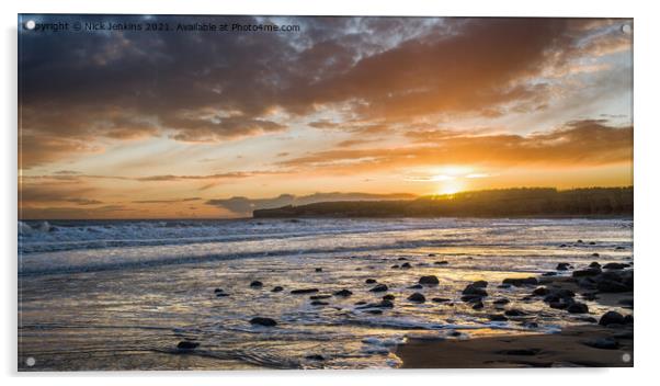 Llantwit Major Beach at Sunset Acrylic by Nick Jenkins