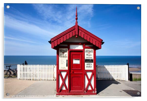 Cliff Tramway Kiosk Saltburn by the Sea Acrylic by Mark Sunderland