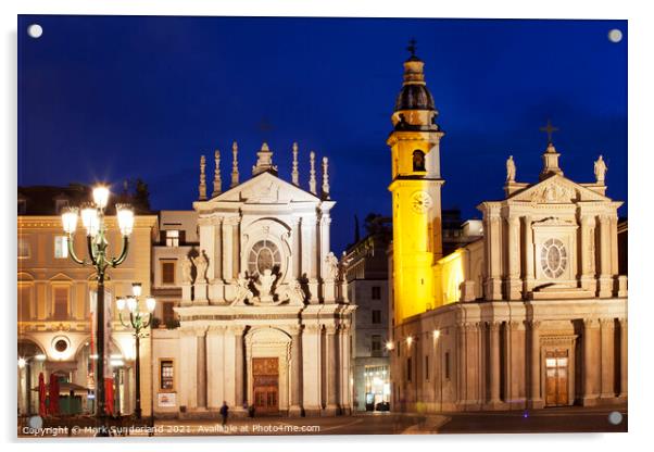 Church of Santa Cristina and Church of San Carlo Turin Acrylic by Mark Sunderland