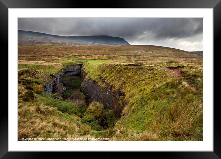 Hull Pot and Pen Y Ghent Horton in Ribblesdale Framed Mounted Print by Mark Sunderland