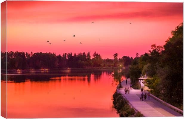 Sunset on the Allier Canvas Print by Mark Jones