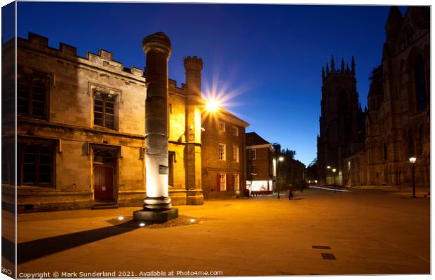 Minster Piazza in York at Dusk Canvas Print by Mark Sunderland