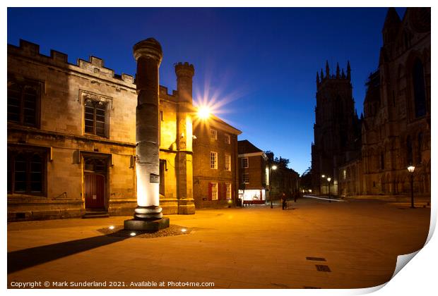 Minster Piazza in York at Dusk Print by Mark Sunderland