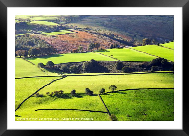 Fields and Dry Stone Walls in Nidderdale Framed Mounted Print by Mark Sunderland