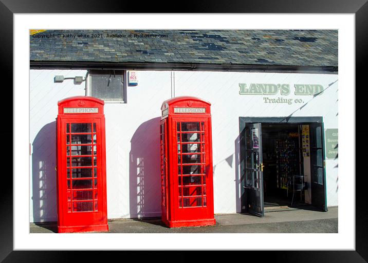 Iconic Red telephone box,lands end cornwall  Framed Mounted Print by kathy white