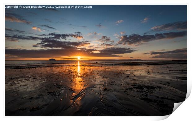 Sunset on Girvan Beach featuring Ailsa Craig Print by Epic Sky Media