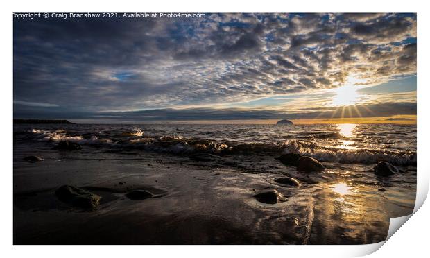 Dramatic sunset over Ailsa Craig, taken from Turnberry Beach, South Ayrshire Print by Epic Sky Media