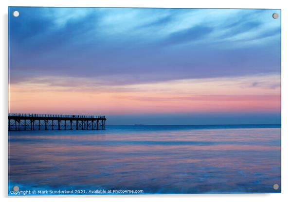 Twilight on the Sea at Saltburn Pier Acrylic by Mark Sunderland
