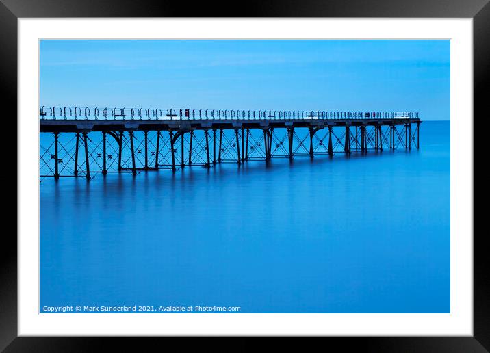 Saltburn Pier in Twilight Framed Mounted Print by Mark Sunderland
