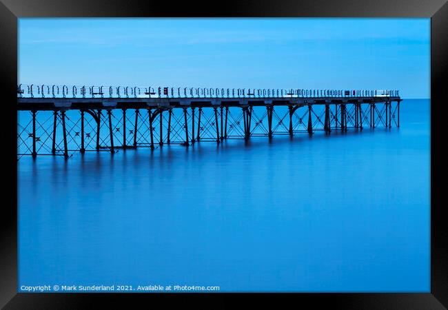 Saltburn Pier in Twilight Framed Print by Mark Sunderland