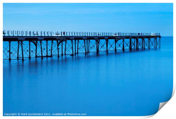 Saltburn Pier in Twilight Print by Mark Sunderland
