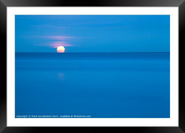 Moonrise over the North Sea at Saltburn Framed Mounted Print by Mark Sunderland