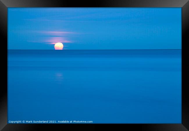 Moonrise over the North Sea at Saltburn Framed Print by Mark Sunderland