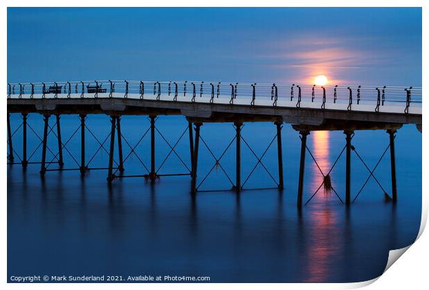 Moonrise at Saltburn Pier Print by Mark Sunderland
