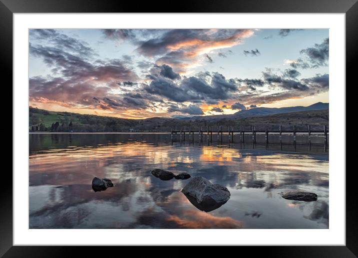 Sunset at Coniston jetty  Framed Mounted Print by James Marsden
