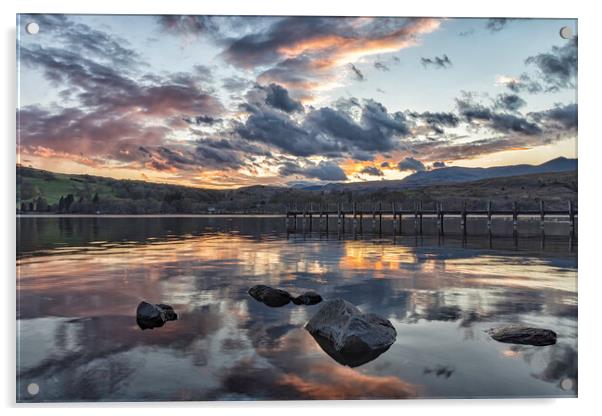Sunset at Coniston jetty  Acrylic by James Marsden