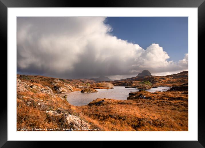 Suilven and Canisp Big Sky Assynt Scotland Framed Mounted Print by Barbara Jones