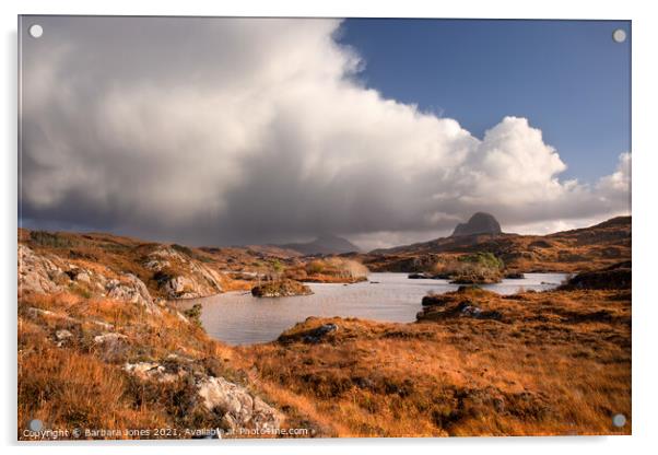 Suilven and Canisp Big Sky Assynt Scotland Acrylic by Barbara Jones