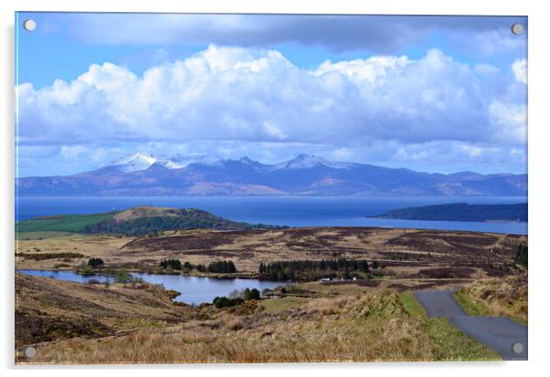 Beautiful view of Isle of Arran from Fairlie Moor  Acrylic by Allan Durward Photography