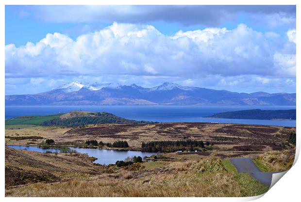 Beautiful view of Isle of Arran from Fairlie Moor  Print by Allan Durward Photography