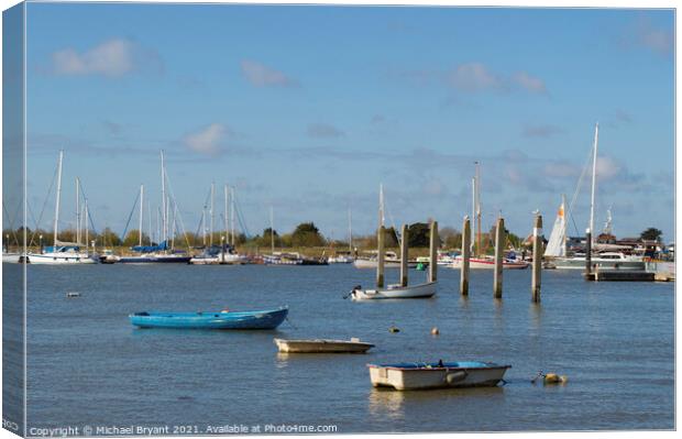  boats at brightlingsea harbour Canvas Print by Michael bryant Tiptopimage