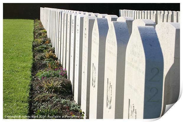 RAF war graves in Dunkerque Print by James Ward