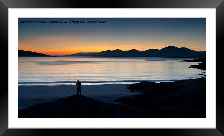 Sunset over Luskentyre beach Framed Mounted Print by Howell Roberts