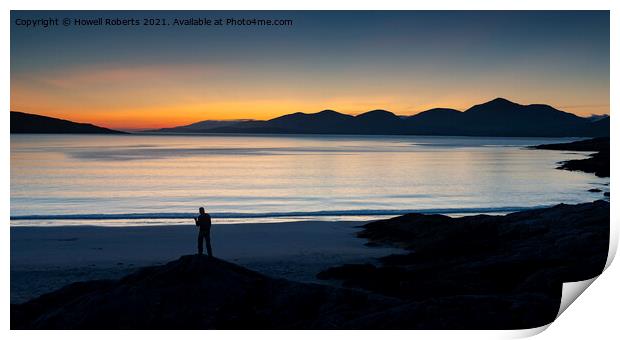 Sunset over Luskentyre beach Print by Howell Roberts