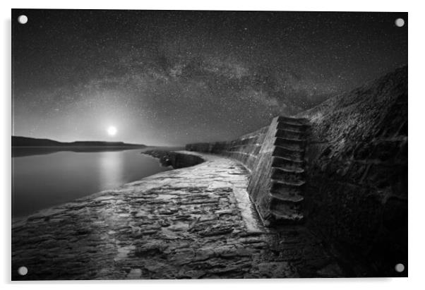 The Cobb and The Milky Way B&W Acrylic by David Neighbour