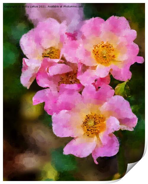 Pink Wild Roses Print by Betty LaRue