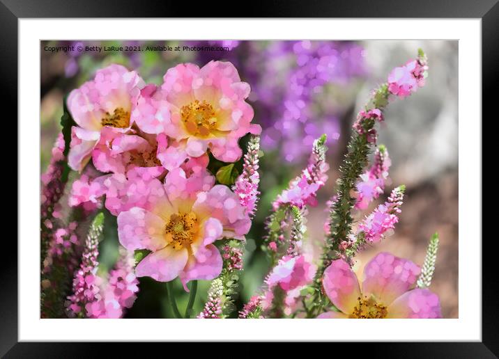 Pink Garden Floral Framed Mounted Print by Betty LaRue