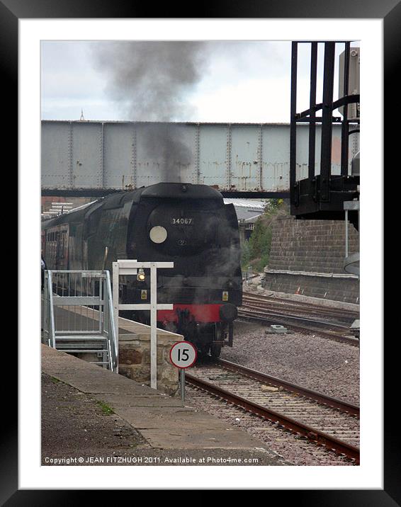 No. 34067 'TANGMERE' Steam Train Framed Mounted Print by JEAN FITZHUGH