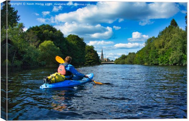 Kayaker on the River, Perth, Scotland Canvas Print by Navin Mistry