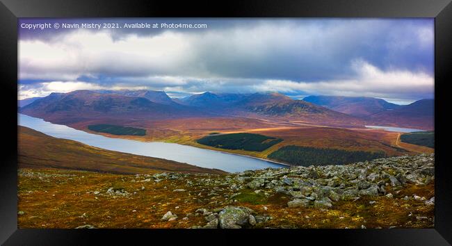 A panoramic view of Loch Ericht  Framed Print by Navin Mistry