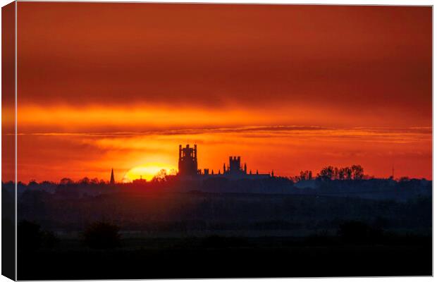 Sunrise behind Ely Cathedral, 6th May 2021 Canvas Print by Andrew Sharpe