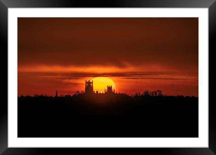 Sunrise behind Ely Cathedral, 6th May 2021 Framed Mounted Print by Andrew Sharpe
