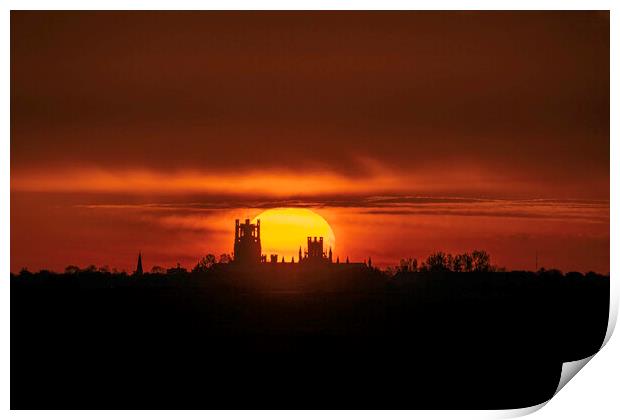Sunrise behind Ely Cathedral, 6th May 2021 Print by Andrew Sharpe