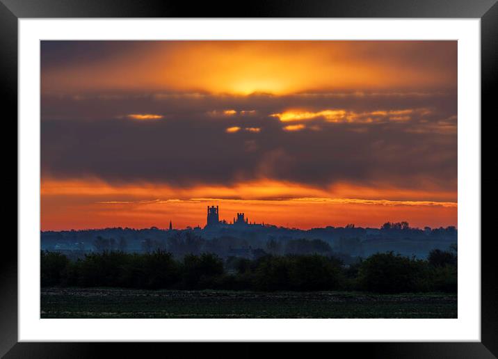 Sunrise behind Ely Cathedral, 6th May 2021 Framed Mounted Print by Andrew Sharpe