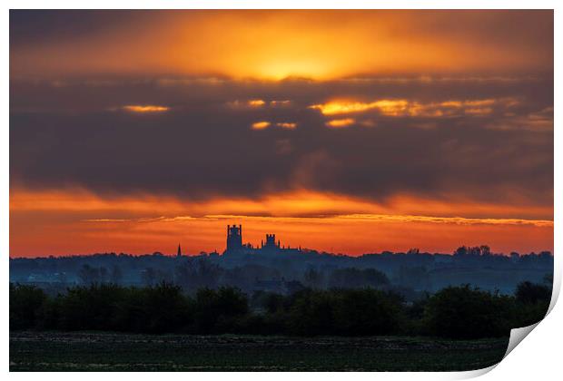 Sunrise behind Ely Cathedral, 6th May 2021 Print by Andrew Sharpe