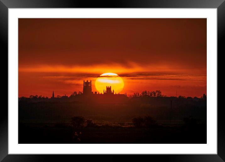 Sunrise behind Ely Cathedral, 6th May 2021 Framed Mounted Print by Andrew Sharpe