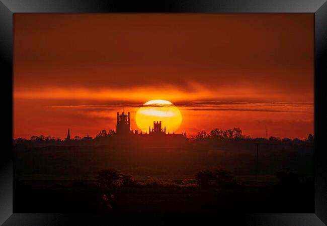 Sunrise behind Ely Cathedral, 6th May 2021 Framed Print by Andrew Sharpe