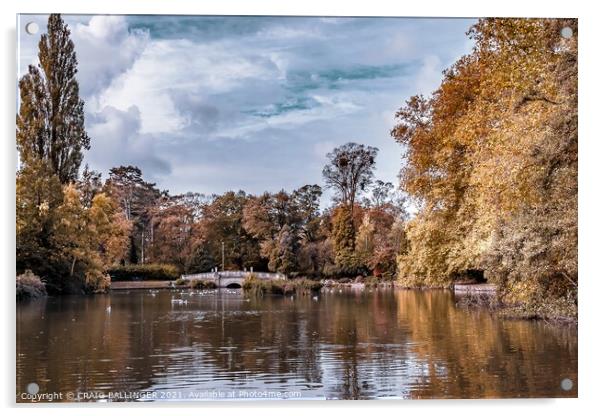 Autumn view of Pittville Lake, Cheltenham Acrylic by Craig Ballinger
