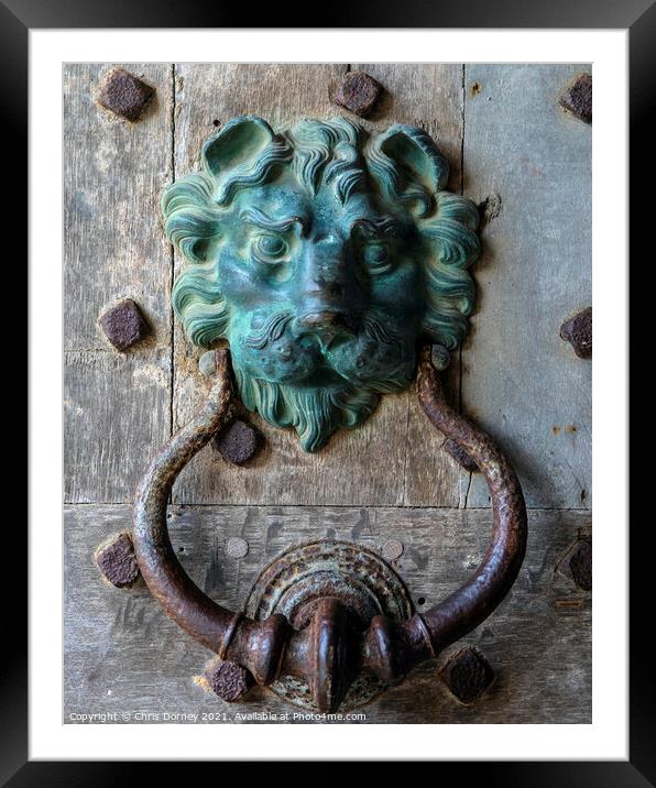 Door Knocker at Leeds Castle in Kent, UK Framed Mounted Print by Chris Dorney