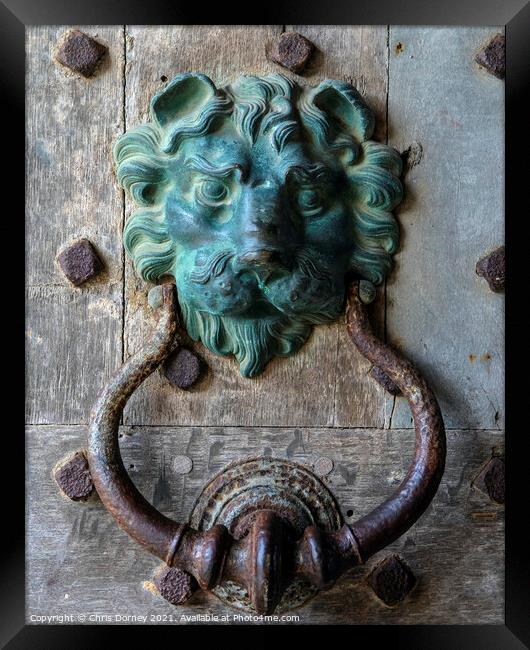 Door Knocker at Leeds Castle in Kent, UK Framed Print by Chris Dorney