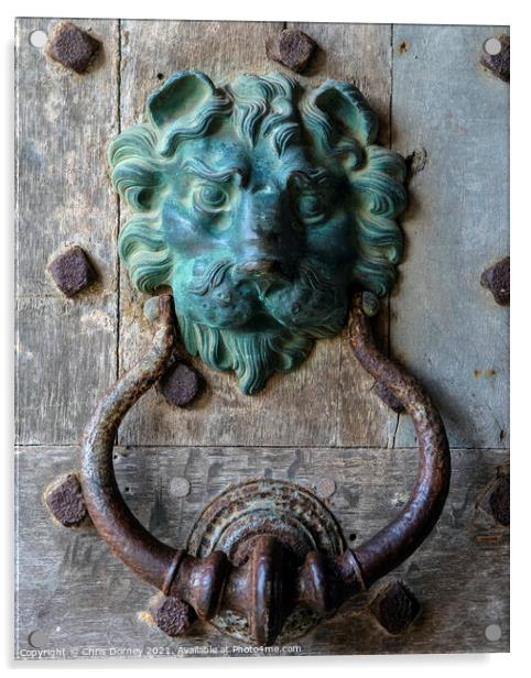 Door Knocker at Leeds Castle in Kent, UK Acrylic by Chris Dorney