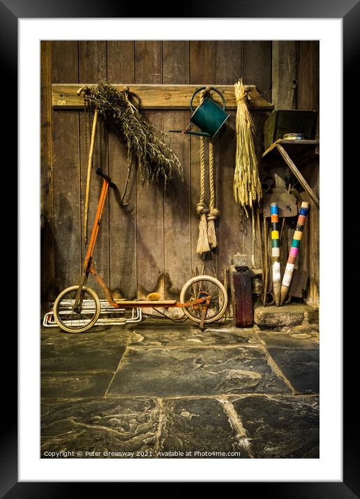 An Eclectic Mix Of An Old Scooter, Rope & Croquet  Framed Mounted Print by Peter Greenway